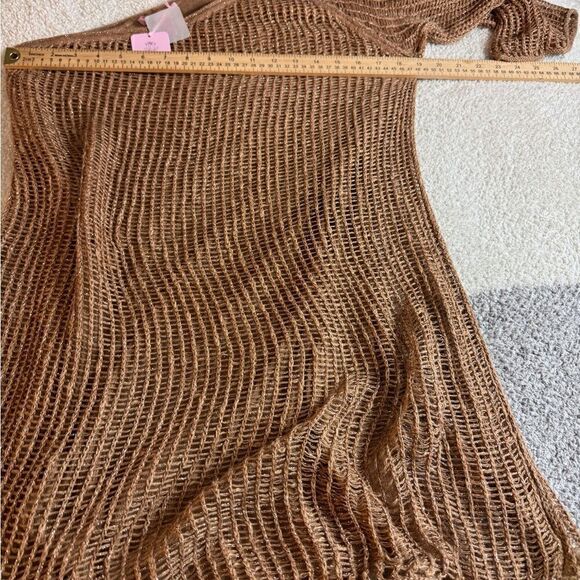 Calypso St. Barth Dress Womens Sz L Annelies sweater Knit one shoulder Metallic - Picture 6 of 11